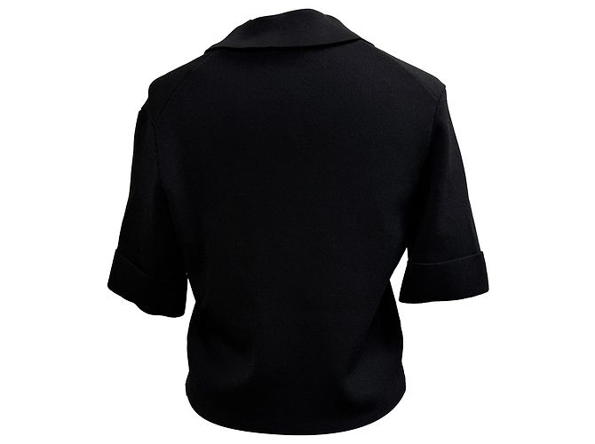 Cardigan cropped contrastante Maje em viscose preta - vista 3
