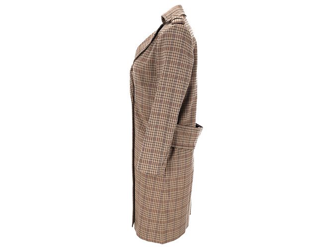 Sandro Karierter Doppelreiher-Mantel aus beigem Polyester - Ansicht 2