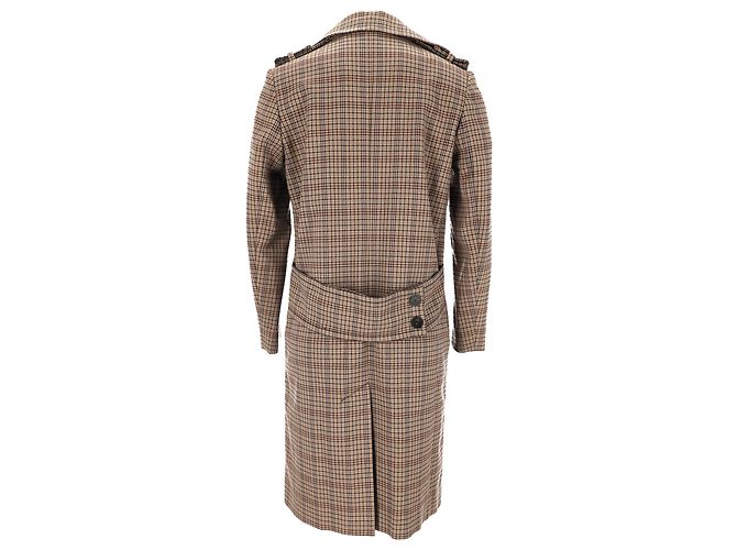 Sandro Karierter Doppelreiher-Mantel aus beigem Polyester - Ansicht 3