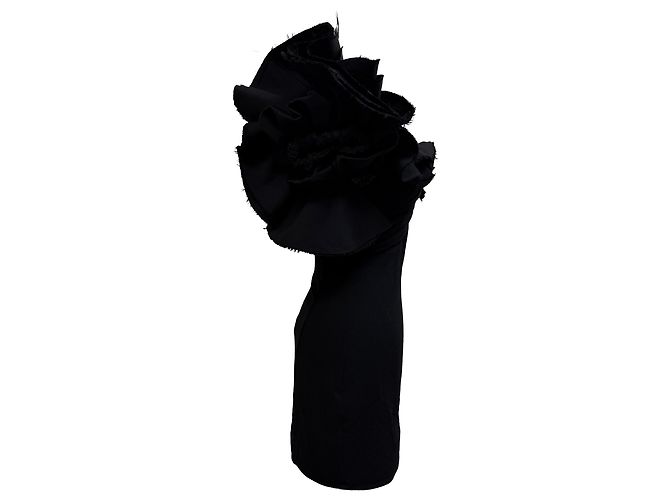 Abito Mini Ruffle Duna Le Raphia di Jacquemus in Lana Nera Nero - vista 2