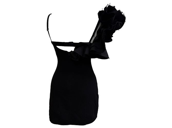 Abito Mini Ruffle Duna Le Raphia di Jacquemus in Lana Nera Nero - vista 3