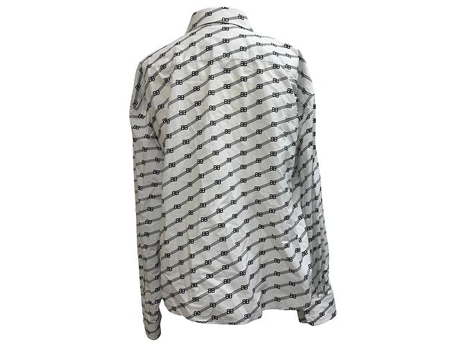 Everyday Camisa de botones Balenciaga BB Monogram en algodón blanco Crudo - vista 3