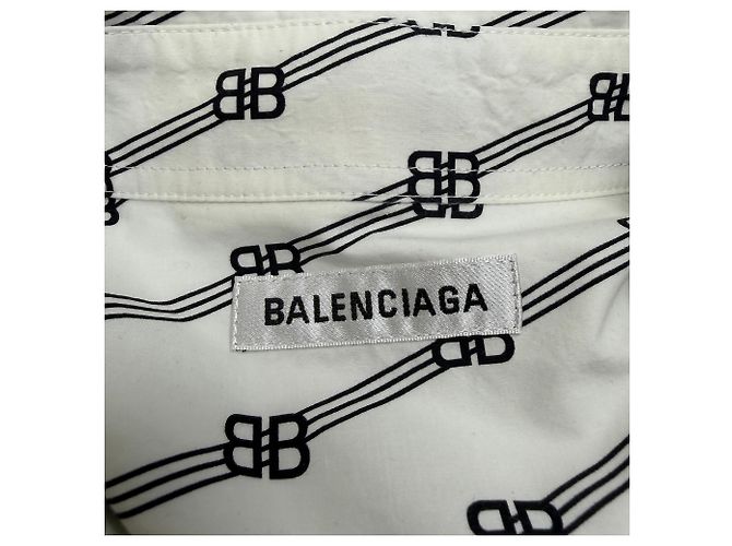 Everyday Camisa de botones Balenciaga BB Monogram en algodón blanco Crudo - vista 5