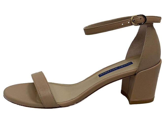 Nudist Block Sandalen von Stuart Weitzman aus beigem Leder Braun Fleisch - Ansicht 10
