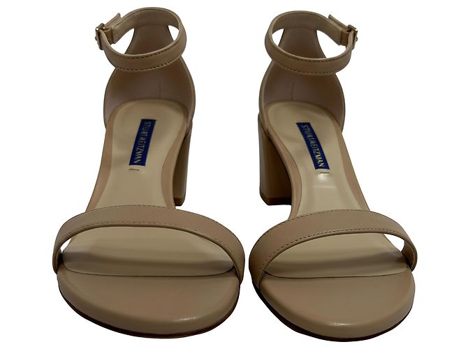 Nudist Block Sandalen von Stuart Weitzman aus beigem Leder Braun Fleisch - Ansicht 2