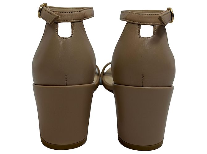 Nudist Block Sandalen von Stuart Weitzman aus beigem Leder Braun Fleisch - Ansicht 3