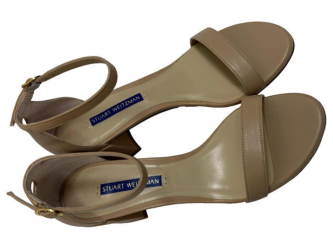 Nudist Block Sandalen von Stuart Weitzman aus beigem Leder Braun Fleisch - Ansicht 5