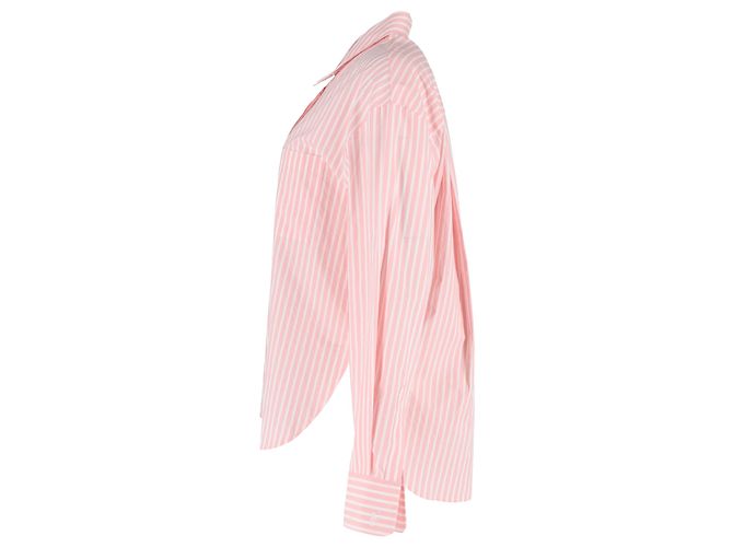 Autre Marque Camicia Popeline a Righe Oversize Frankie Shop in Cotone Rosa - vista 2