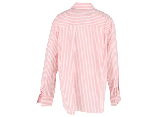 Autre Marque Camicia Popeline a Righe Oversize Frankie Shop in Cotone Rosa - vista 3