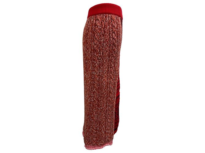 Falda midi de lana roja con patrón de tweed de Burberry - vista 2