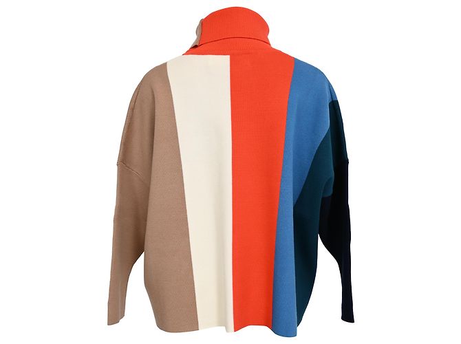 Gestreifter Rollkragenpullover von Victoria Beckham aus mehrfarbiger Viskose Mehrfarben - Ansicht 3