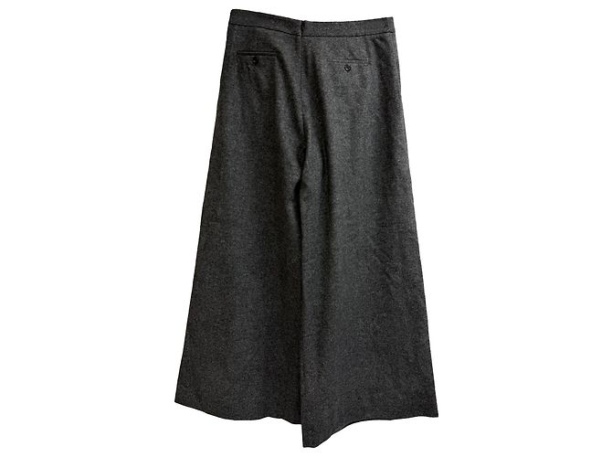 Calça larga em lã cinza com padrão de espinha de peixe assimétrico Max Mara - vista 2