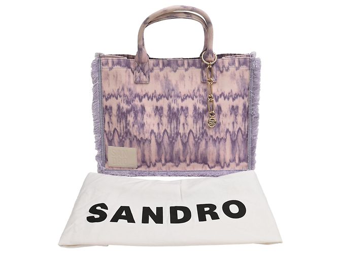 Borsa tote tie-dye Sandro Kasba in tela di cotone viola Porpora - vista 16