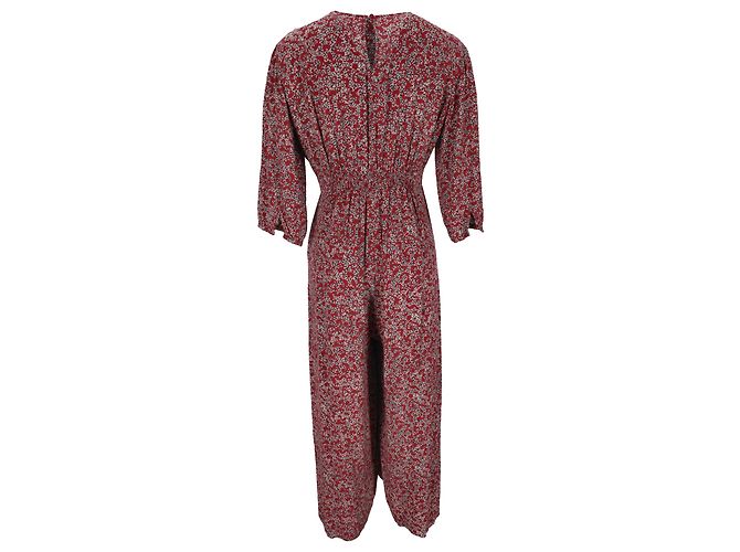 Macacão Estampado com Decote em V em Viscose Vermelha Ba&sh - vista 3