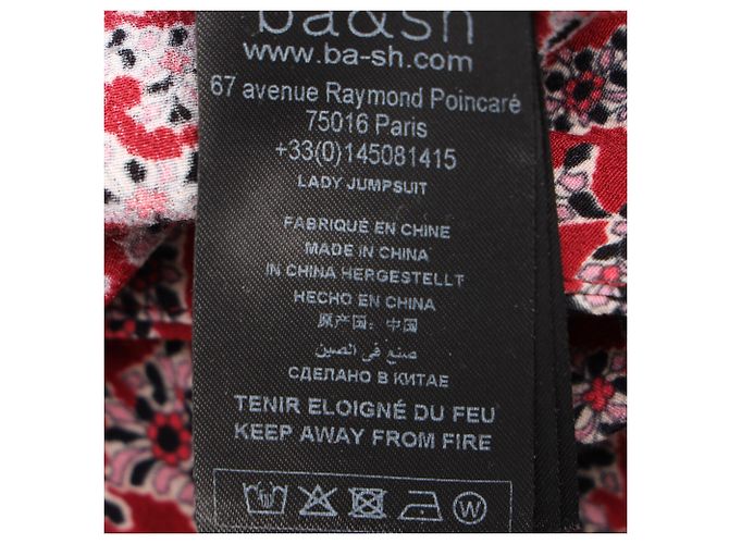 Macacão Estampado com Decote em V em Viscose Vermelha Ba&sh - vista 5