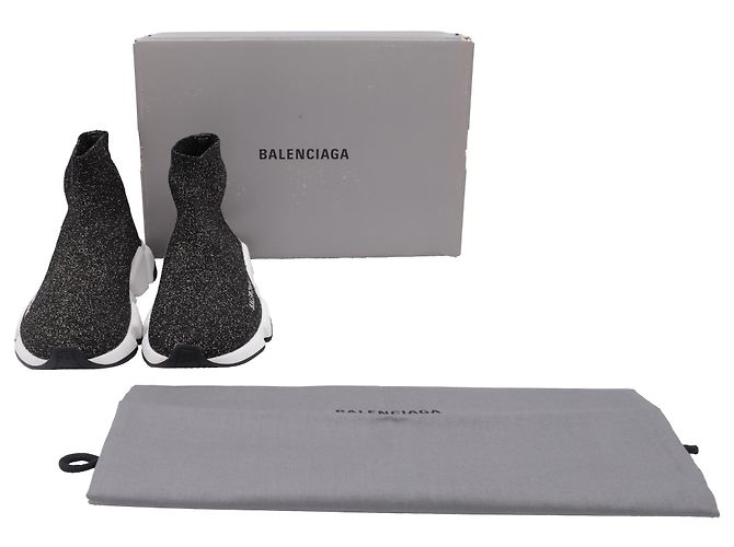 Balenciaga Speed Glitzer Trainer Schuhe aus schwarzem Polyester - Ansicht 6