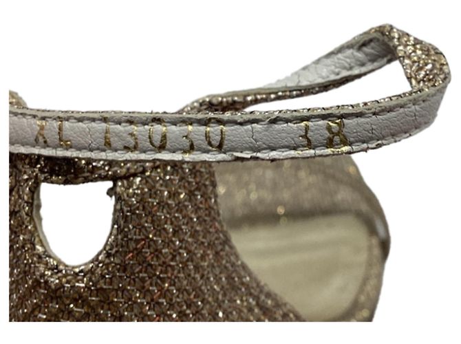 Stuart Weitzman Fabric Ankle Strap Open Toe Sandals in Silver Glitter Silvery Metallic - view 7