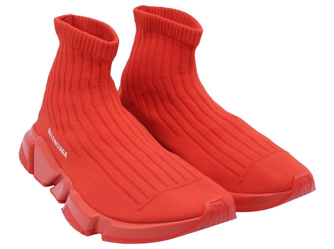Baskets Speed Balenciaga en polyester rouge - vue 3