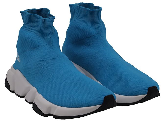Balenciaga Speed Trainer Schuhe aus blauer Polyester - Ansicht 3