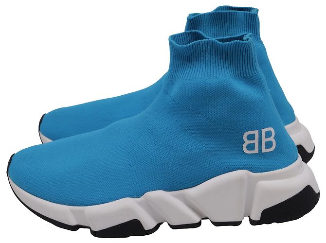 Balenciaga Speed Trainer Schuhe aus blauer Polyester - Ansicht 4