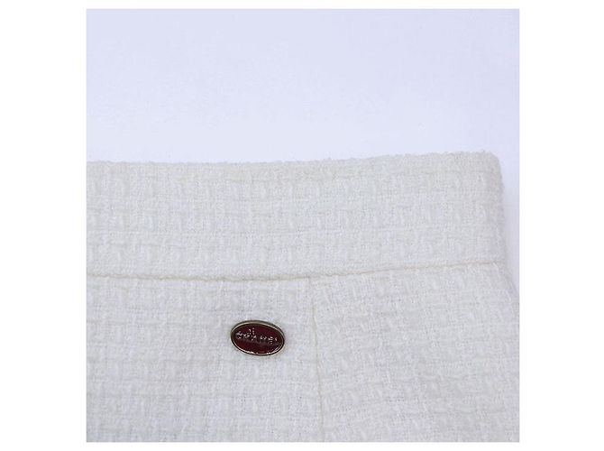 Timeless Falda de lana y seda de tweed Chanel P38607 Beige Crudo - vista 5