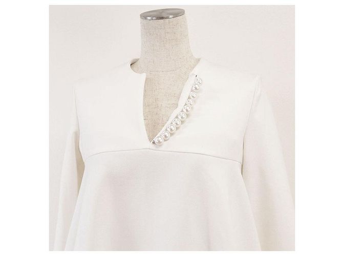 Autre Marque YOKO CHAN Strickmischbluse Weiß - Ansicht 2
