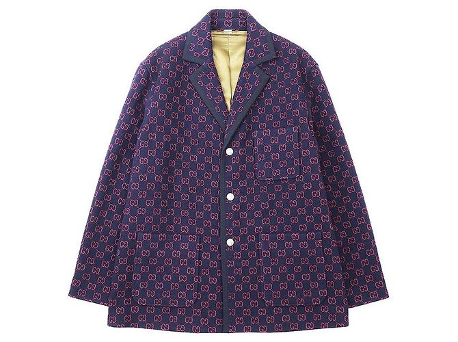 Abrigo de lana nylon GG Jacquard Gucci Azul - vista 11