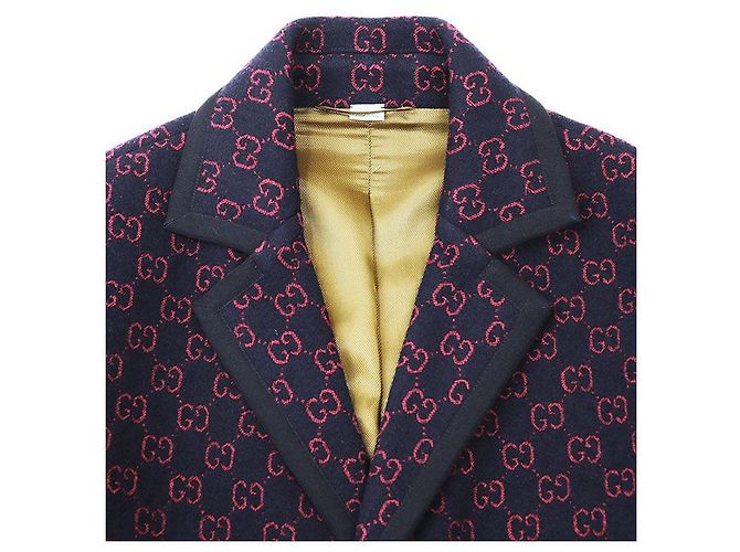 Abrigo de lana nylon GG Jacquard Gucci Azul - vista 12