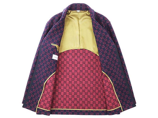 Abrigo de lana nylon GG Jacquard Gucci Azul - vista 5