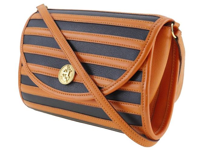 Borsa a Spalla in Pelle Hermès Nero Arancione - vista 2