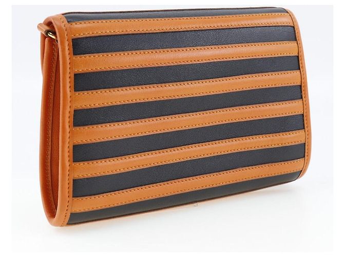 Borsa a Spalla in Pelle Hermès Nero Arancione - vista 3