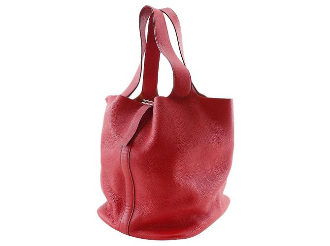 Borsa Tote Picotin TGM in Taurillon Clémence di Hermès Rosso - vista 2