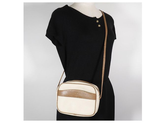 Borsa a Spalla in PVC con Logo CD Dior Beige - vista 13