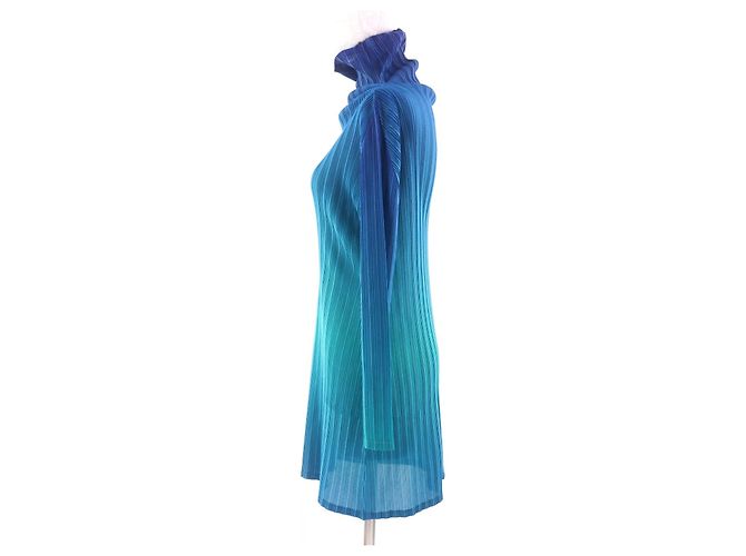 Issey Miyake FALTEN BITTE POLYESTERKLEID Blau - Ansicht 2