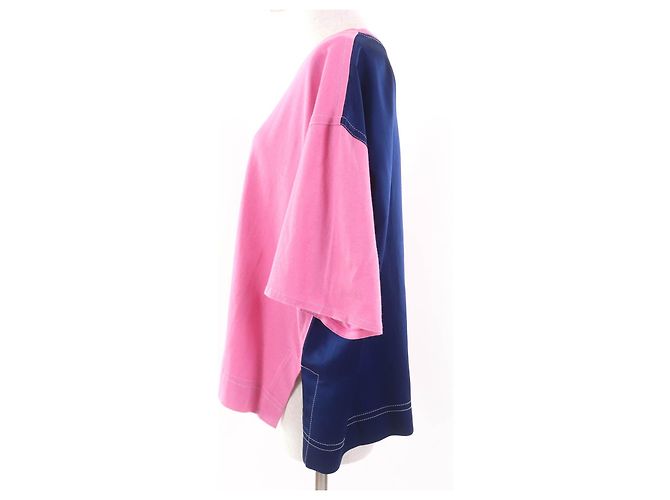 T-shirt a maniche corte in misto seta Marni Rosa Blu navy - vista 2