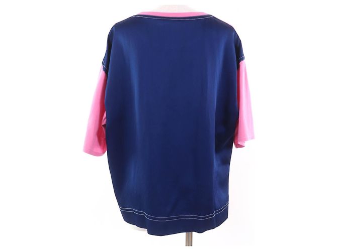 T-shirt a maniche corte in misto seta Marni Rosa Blu navy - vista 3