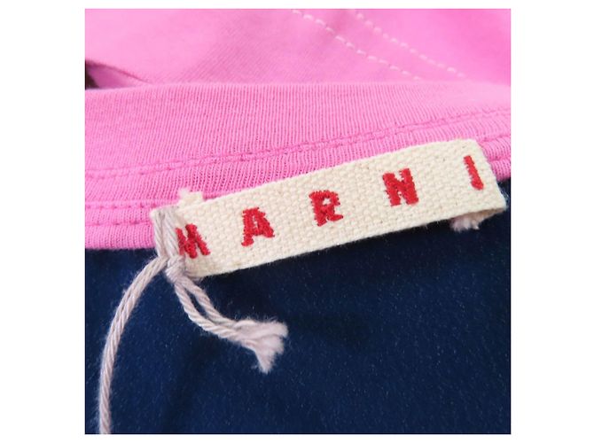 T-shirt a maniche corte in misto seta Marni Rosa Blu navy - vista 5