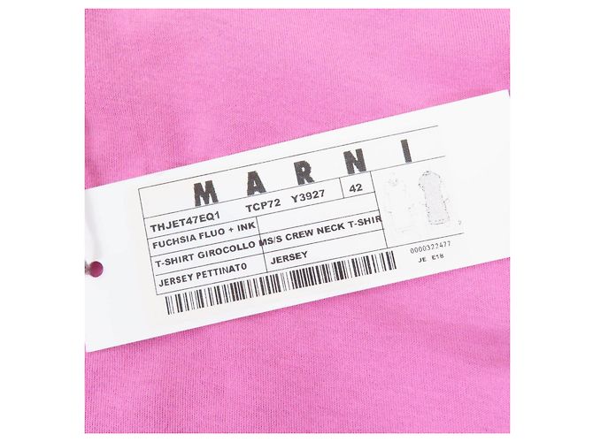 T-shirt a maniche corte in misto seta Marni Rosa Blu navy - vista 9
