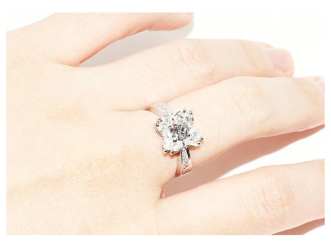 Autre Marque Pt900 Diamantring Silber - Ansicht 6