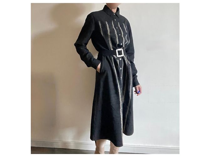 Autre Marque Suzusan black graphite and beige wool dress Size M Dark grey - view 15