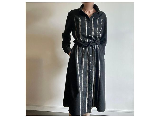 Autre Marque Suzusan black graphite and beige wool dress Size M Dark grey - view 16