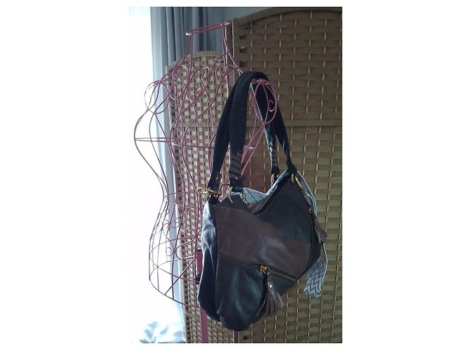 Autre Marque Borsa a mano in pelle Gianni Conti Marrone Nero - vista 14