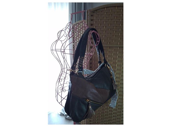 Autre Marque Borsa a mano in pelle Gianni Conti Marrone Nero - vista 15