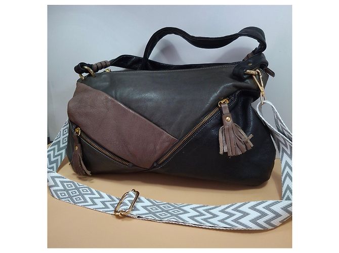 Autre Marque Borsa a mano in pelle Gianni Conti Marrone Nero - vista 2