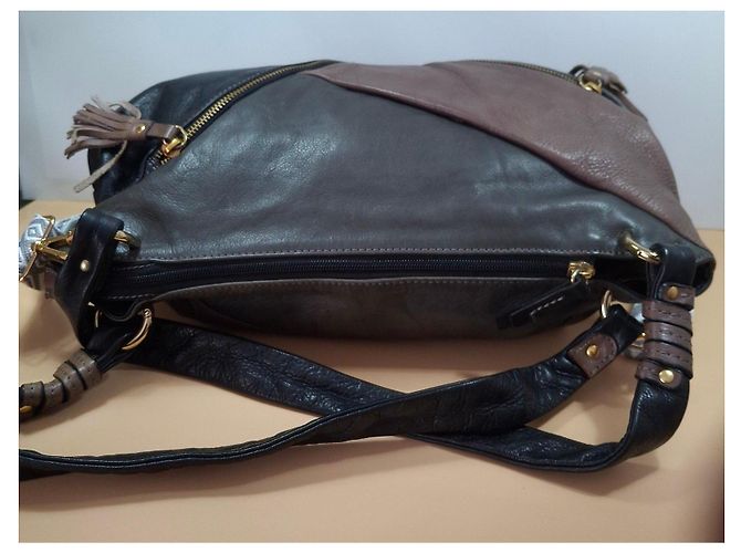 Autre Marque Borsa a mano in pelle Gianni Conti Marrone Nero - vista 3