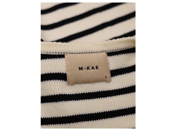 Autre Marque M-KAE Sienna gestreifter Cardigan weiß Baumwolle - Ansicht 3
