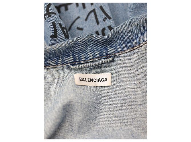 Giacca denim Balenciaga trucker oversize blu in cotone - vista 3