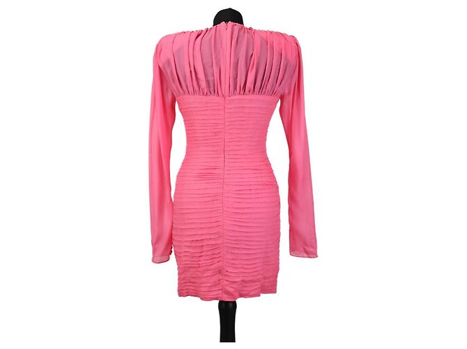 Magda Butrym Vestido Mini de Seda Rosa con Apliques Florales - vista 2