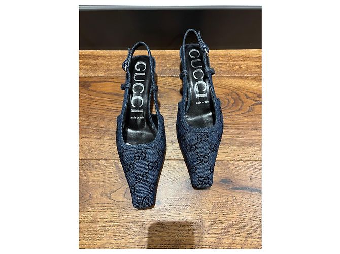 Gucci GG Denim Slingback-Absätze Blau - Ansicht 11