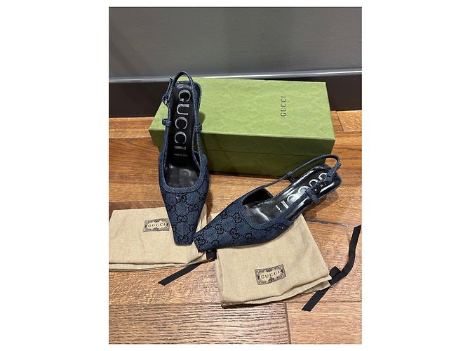 Gucci GG Denim Slingback-Absätze Blau - Ansicht 12